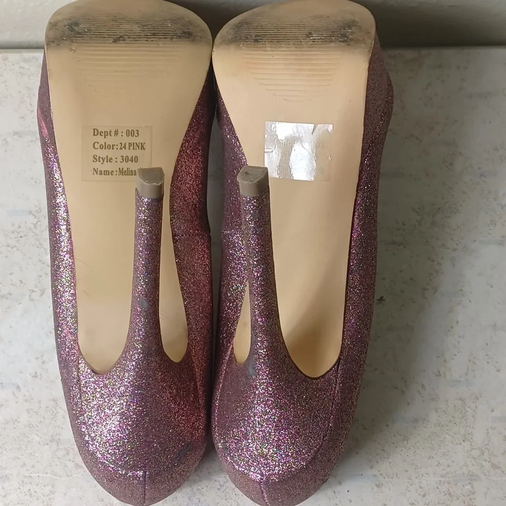 Bakers Glittery Pink Heels Size 10 M - Picture 9 of 10
